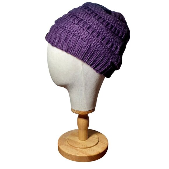 CC Beanie Purple One Size Slouchy Cold Weather Cap - Picture 4 of 4